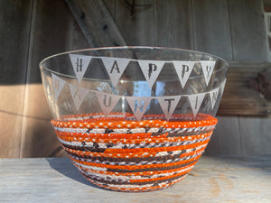 GIANT Happy Haunting etched Bowl and Halloween Basket