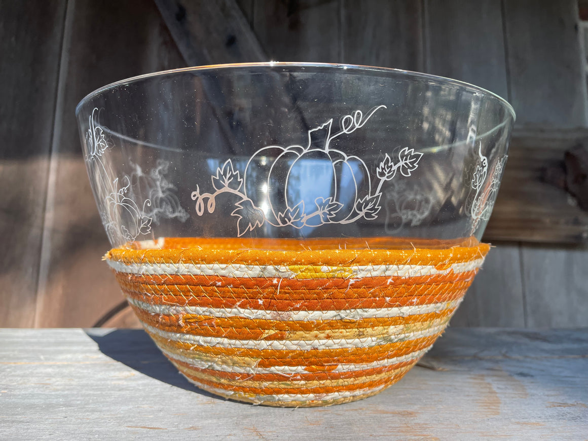 XL Pumpkin Etched Bowl and Basket