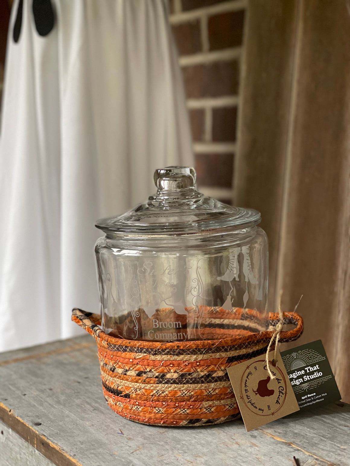 ￼Sister’s Three Broom Company Cookie Jar and Basket