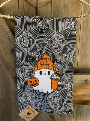 Embroidered Halloween Tea Towel