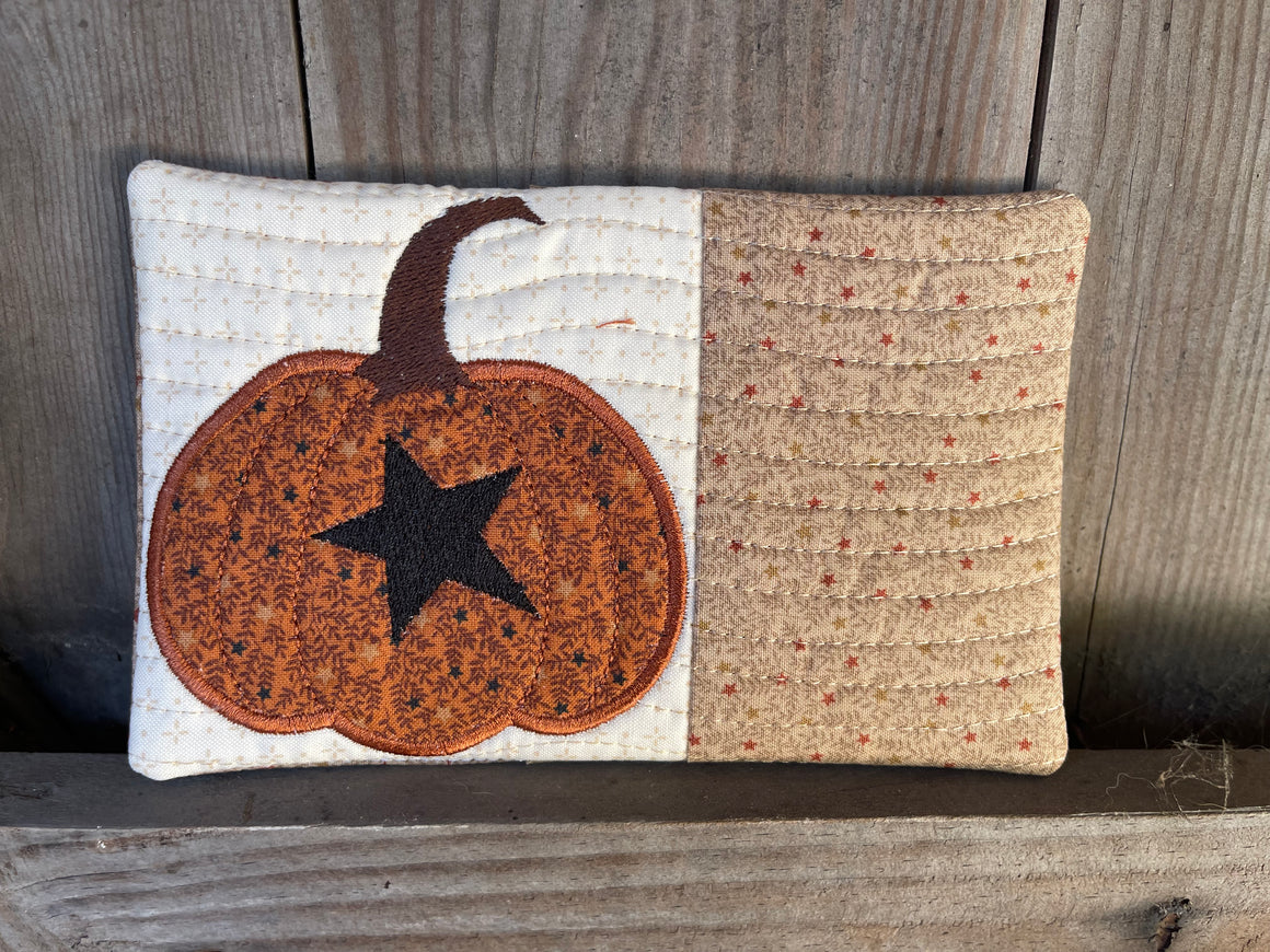 Primitive Pumpkin Mug Rug