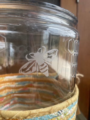 Honey Bee Etched Jar and Basket