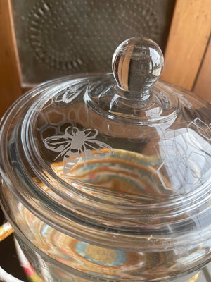 Honey Bee Etched Jar and Basket