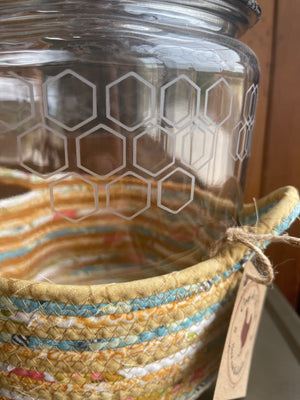 Honey Bee Etched Jar and Basket